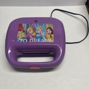Disney Princess WAFFLE MAKER Nonstick Makes One CASTLE & One CROWN Design